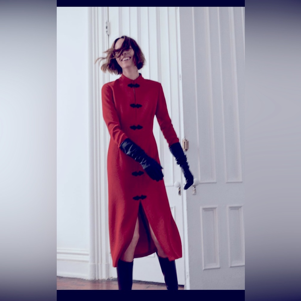 NWT Zara L Toggle DRESS red black very sexy!